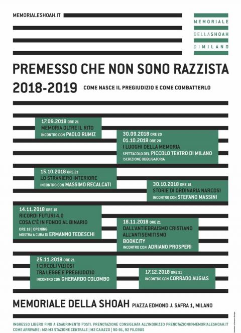 Evento Premesso che non sono razzista Memoriale Shoah Milano